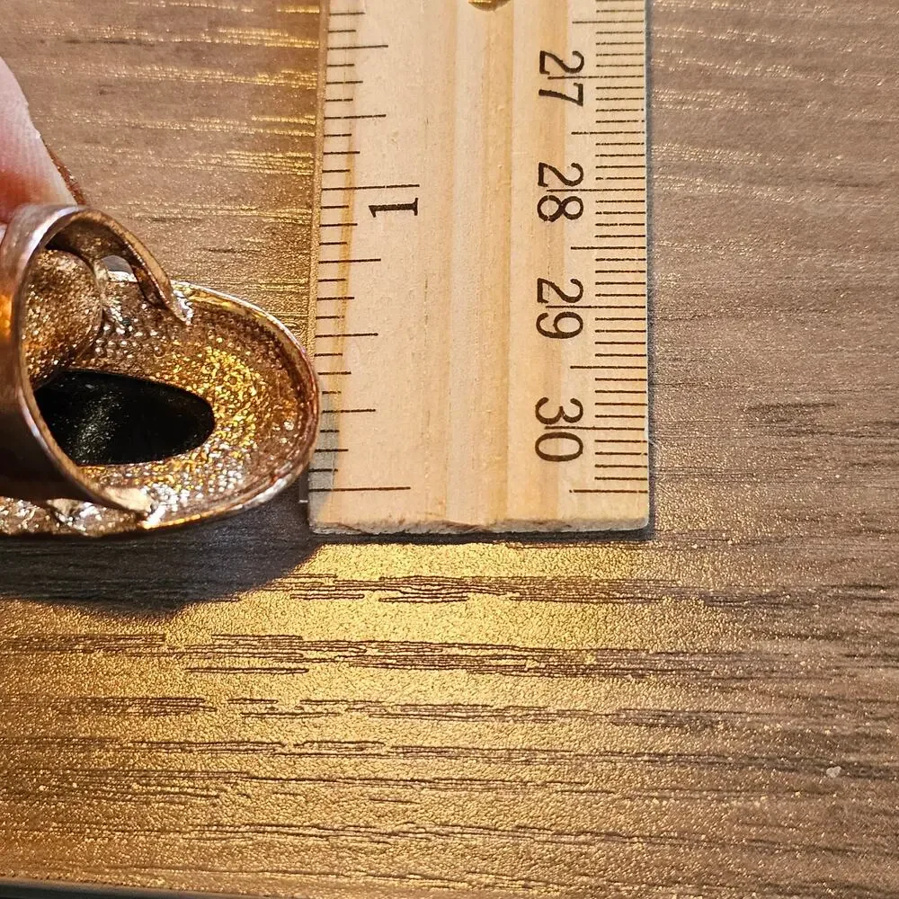 Vintage Abalone Chip In Resin Gold Trim Oval Ring Size 8